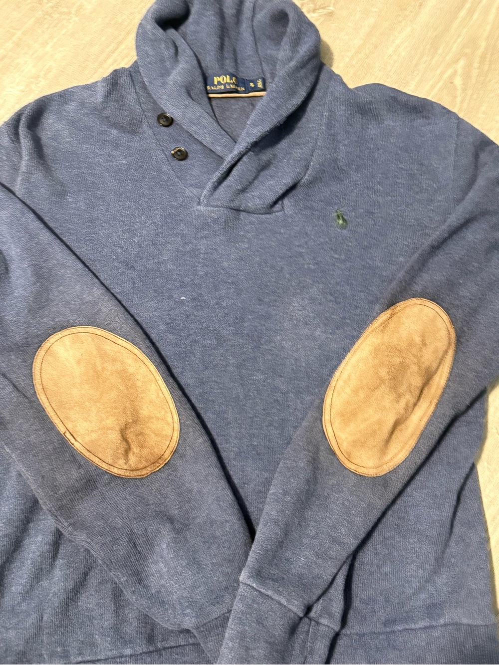 Polo by Ralph Lauren Navy Turtleneck Sweater with Tan Elbow Patches
